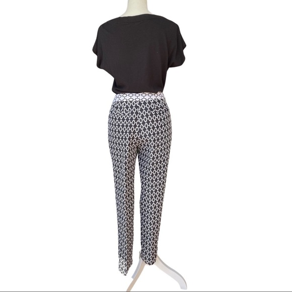 Worthington Women's Ankle Pants, Black/White, Brocade Geometric Pattern, Sz 4 - Picture 3 of 12